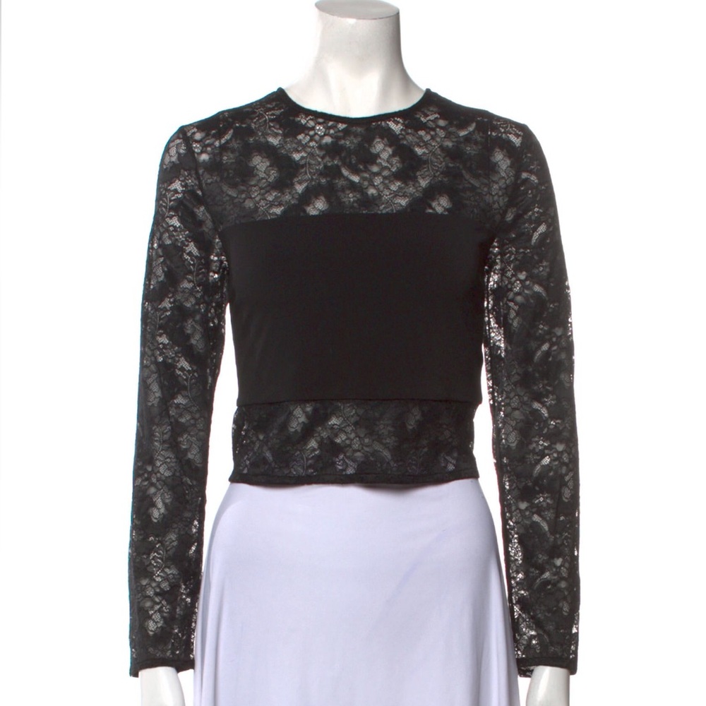 Alice & Olivia cropped lace top with panel size 12